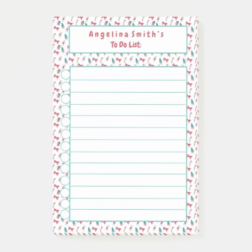 Christmas Candy Cane Personalized To Do List Post_it Notes