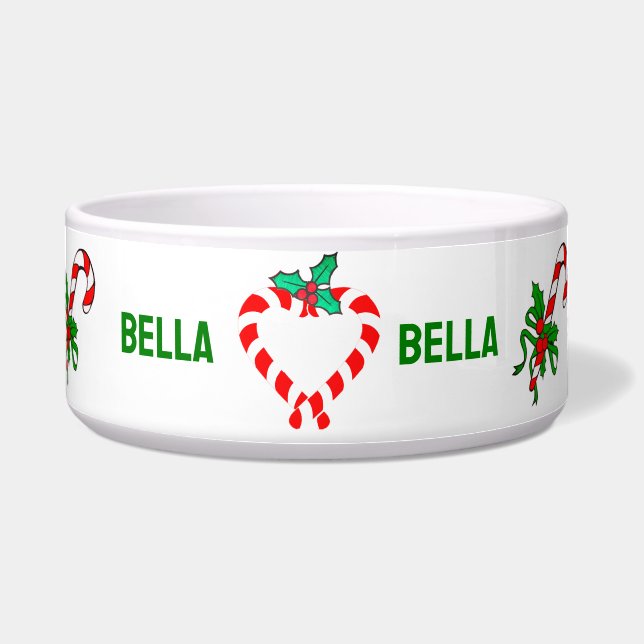 Christmas Candy Cane Pet Food Bowl, Pet Dog, Cat  Bowl (Front)