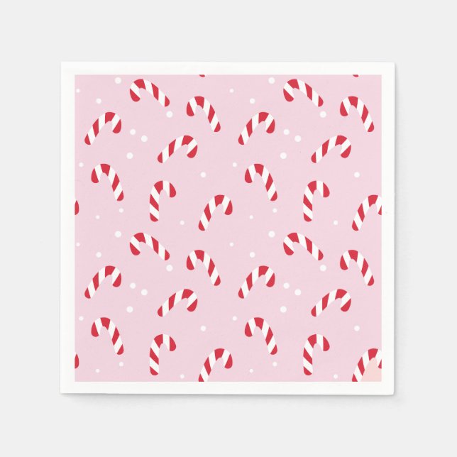 Christmas Candy Cane Pink  Napkins (Front)