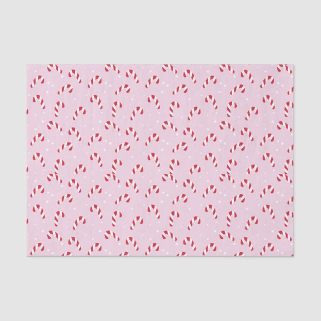 Christmas Candy Cane Pink  Tissue Paper (Front)