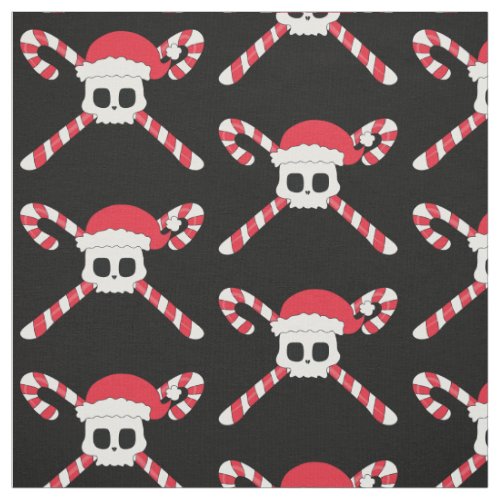 Christmas Candy Cane Pirate Skull Fabric