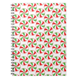 Christmas Candy Cane Print Cover Notebook Journal