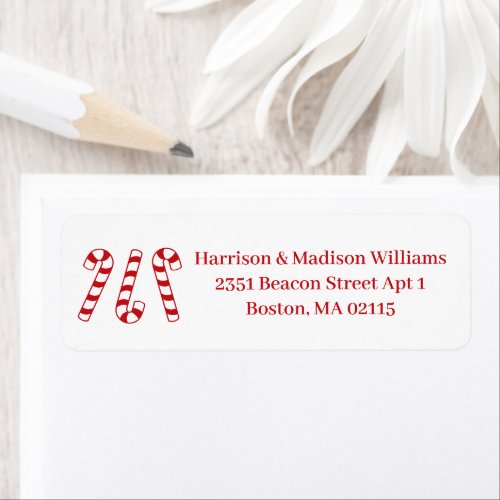 Christmas candy cane red custom Return Address  Label