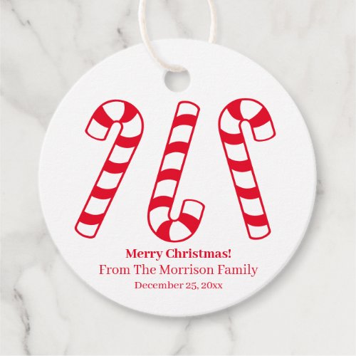 Christmas candy cane red  white custom name cute favor tags