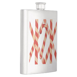 Christmas Candy Cane Red White Vector Design Flask
