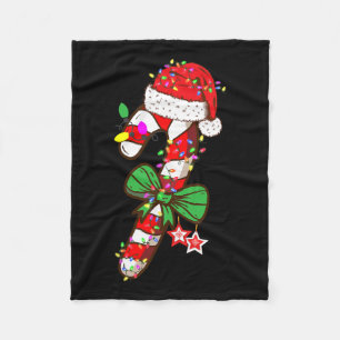 Christmas Candy Cane Santa Hat Xmas Light Kids Fleece Blanket