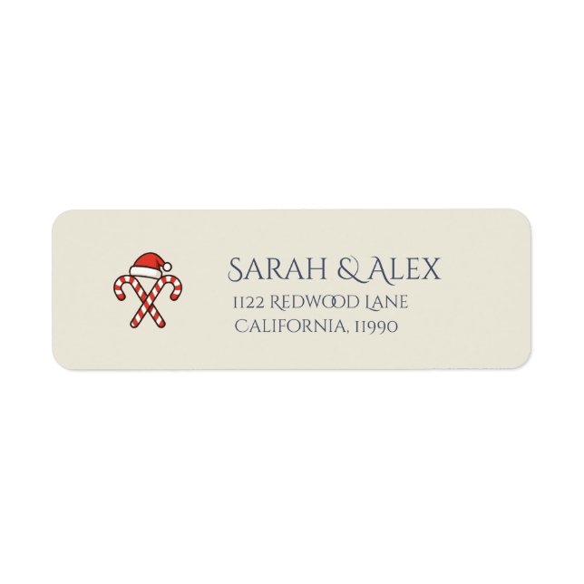 Christmas Candy Cane Santa Return Address Label  (Front)