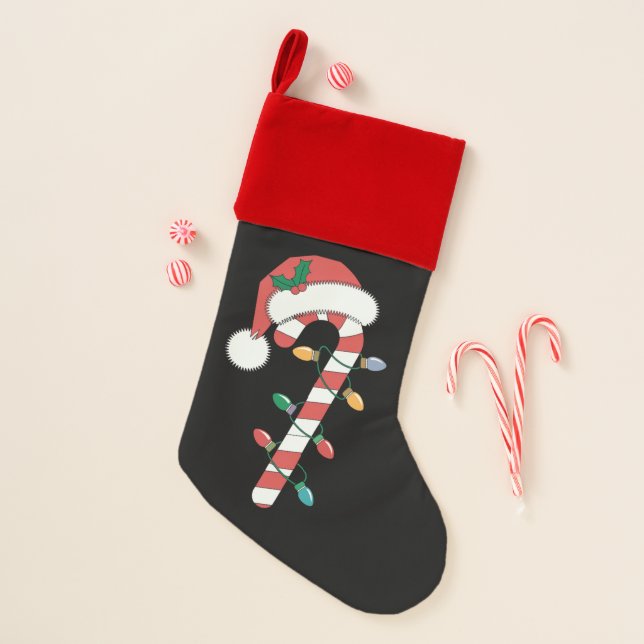 Christmas Candy Cane Santa Xmas Kids  Christmas Stocking (Front)