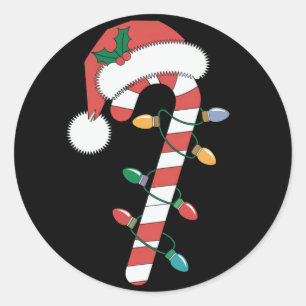 Christmas Candy Cane Santa Xmas Kids Classic Round Sticker