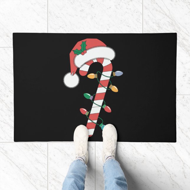 Christmas Candy Cane Santa Xmas Kids  Doormat (Indoor)