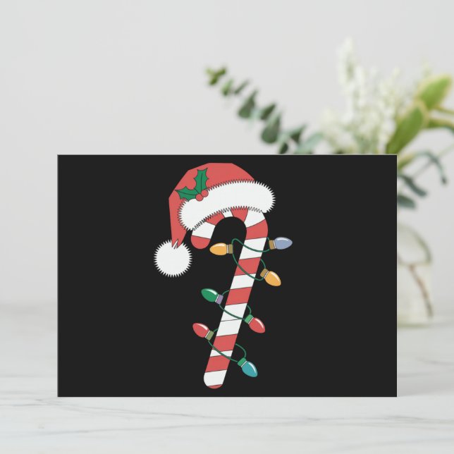 Christmas Candy Cane Santa Xmas Kids  Holiday Card (Standing Front)