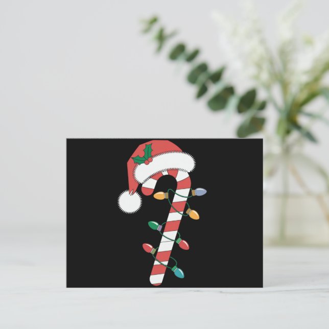 Christmas Candy Cane Santa Xmas Kids  Holiday Postcard (Standing Front)