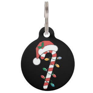 Christmas Candy Cane Santa Xmas Kids Pet ID Tag