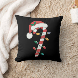 Christmas Candy Cane Santa Xmas Kids  Throw Pillow
