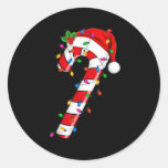 Christmas Candy Cane Santa Xmas Kids Toddler Youth Classic Round Sticker