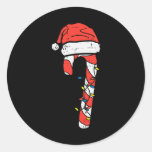 Christmas Candy Cane Santa Xmas Kids Toddler Youth Classic Round Sticker