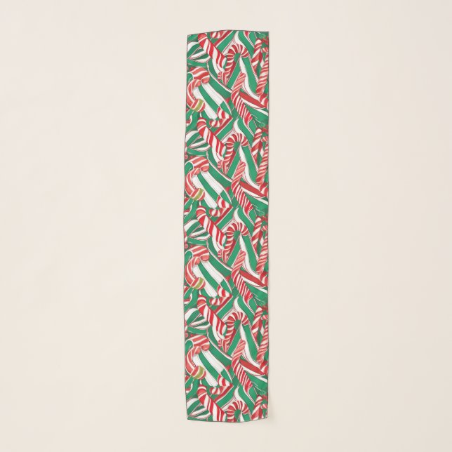 Christmas, Candy Cane Scarf. Scarf (Front)