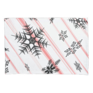 Christmas Candy Cane Snowflakes Pillowcase