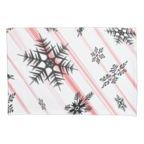 Christmas Candy Cane Snowflakes Pillowcase