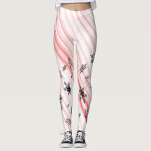 Christmas Candy Cane Snowflakes Spandex Leggings