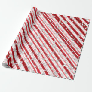 Christmas Candy Cane Snowflakes Wrapping Paper