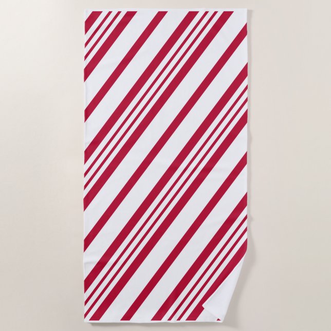 Christmas candy cane stripe beach towel (Front)
