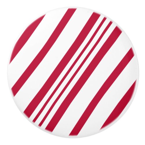Christmas Candy Cane Stripe Ceramic Knob