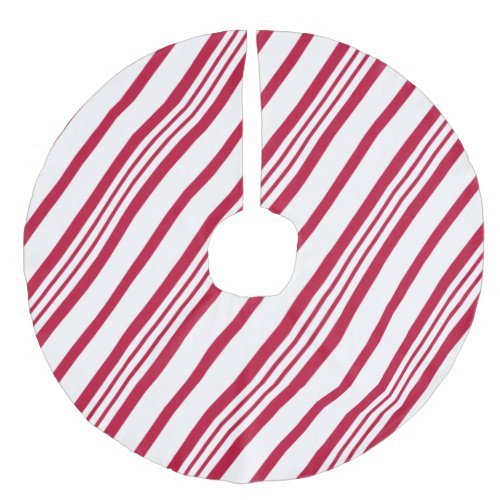 Christmas Candy Cane Stripe Faux Linen Tree Skirt