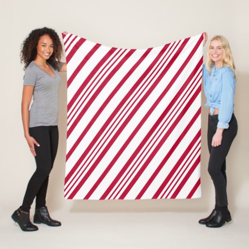 Christmas Candy Cane Stripe Fleece Blanket