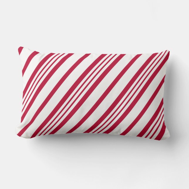 Christmas Candy Cane Stripe Lumbar Pillow (Front)