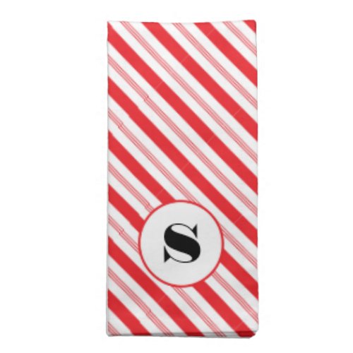 Christmas Candy Cane Stripe Monogram Cloth Napkin