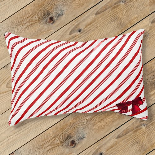 Christmas Candy Cane Stripe Monogrammed Pet Bed