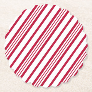 Christmas candy cane stripe paper coaster