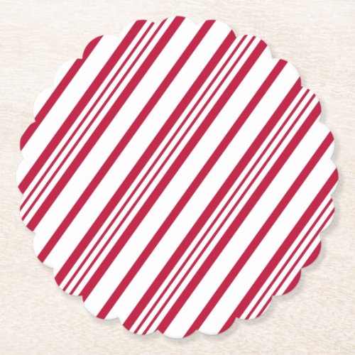 Christmas candy cane stripe paper coaster