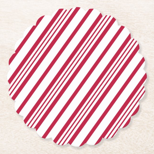Christmas candy cane stripe paper coaster (Front)
