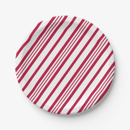Christmas Candy Cane Stripe Paper Plates