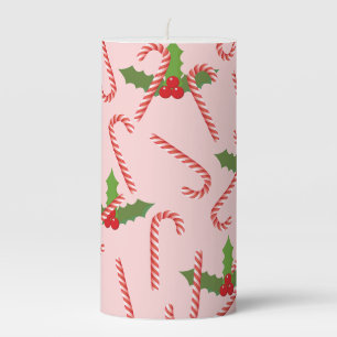 Christmas Candy Cane Stripe Pillar Candle