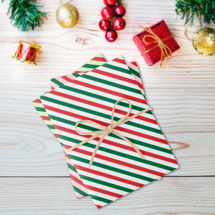 Christmas Candy Cane Stripe set of 3 Wrapping Paper Sheets
