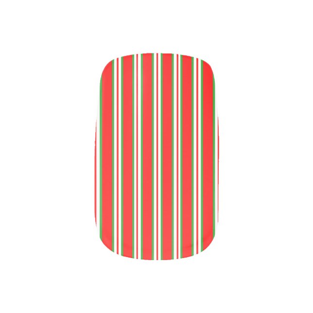 Christmas Candy Cane Stripe Style  Minx Nail Art (Left Thumb)