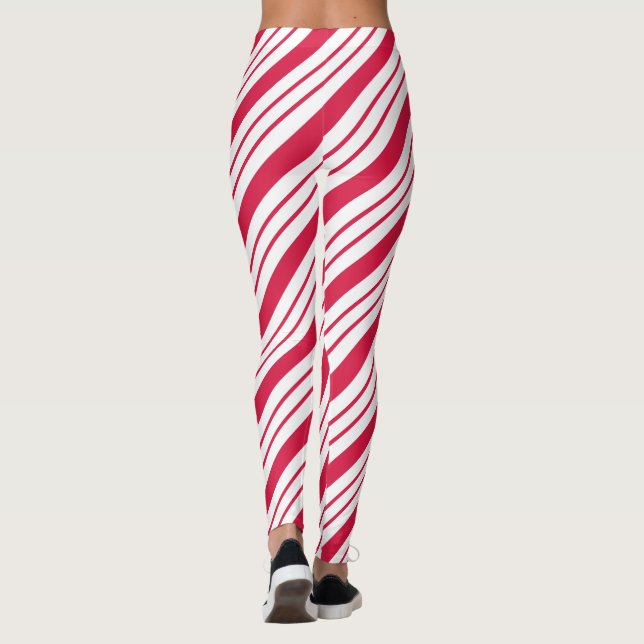 Christmas Candy Cane Striped Leggings (Back)