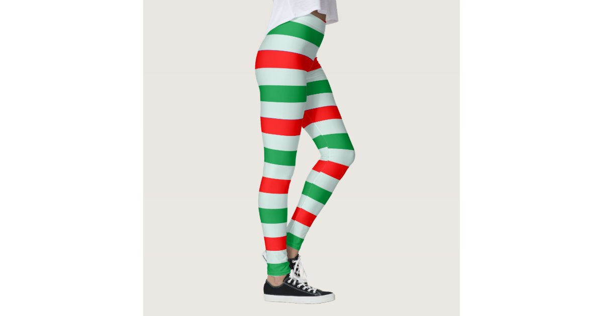 Christmas Candy Cane Striped Leggings | Zazzle