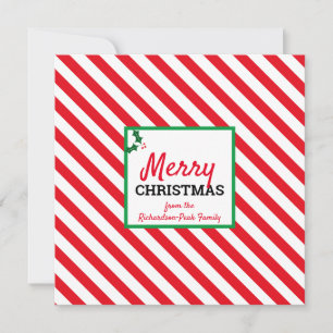 Christmas Candy Cane Stripes Custom Card
