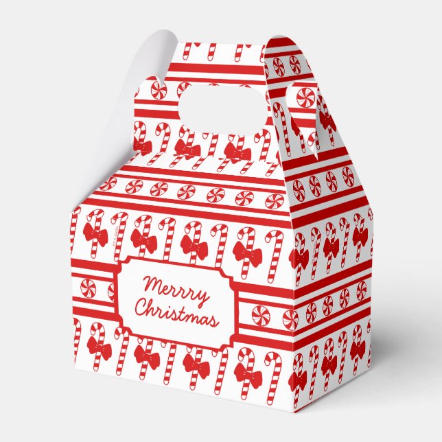 Christmas Candy Cane Stripes Favor Boxes (Front Side)