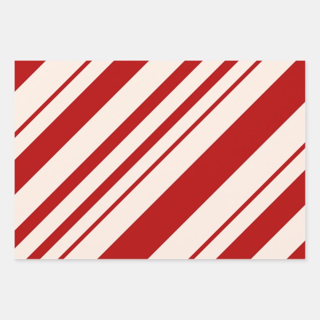 Christmas Candy Cane Stripes Holiday Pattern Wrapping Paper Sheets (Front)
