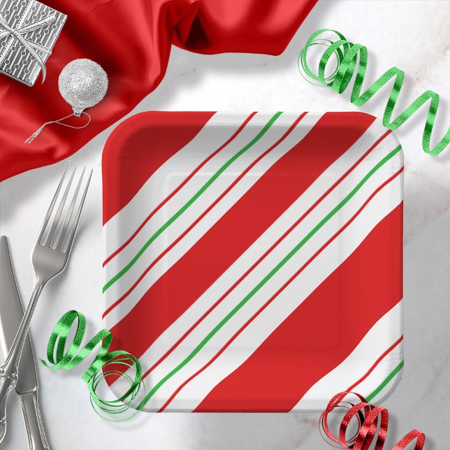 Christmas Candy Cane Stripes ID259 Paper Plates (Creator Uploaded)