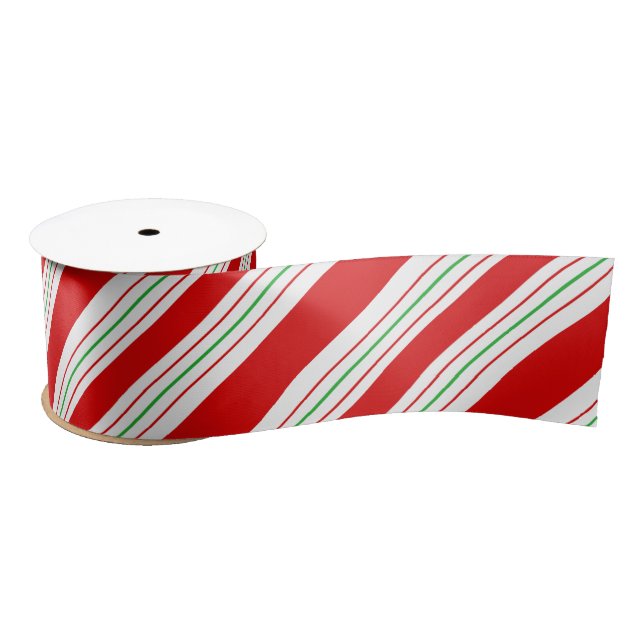 Christmas Candy Cane Stripes ID259 Satin Ribbon (Spool)