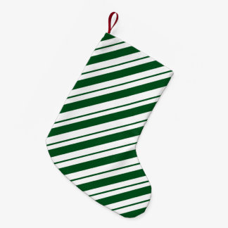 Christmas Candy Cane Stripes in Green and White Small Christmas Stocking