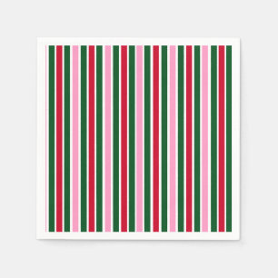 Christmas Candy Cane Stripes in Pink Green and Red Napkins