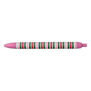 Christmas Candy Cane Stripes in Pink Green and Red Pen