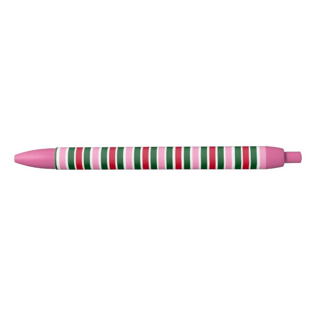 Christmas Candy Cane Stripes in Pink Green and Red Pen (Front)